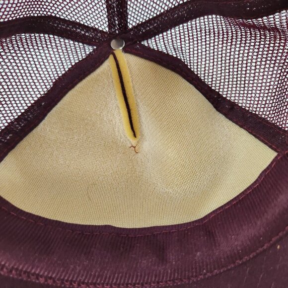 Mr Build Vintage Trucker Hat Mesh Burgundy 1980s - Picture 8 of 8